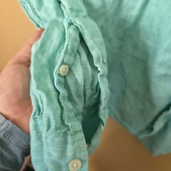 Ralph Lauren Cyan 100% Linen Long-sleeve Button-down Shirt Men's Size XL - Picture 5 of 7